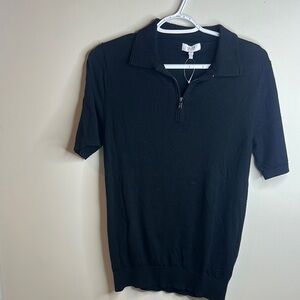 Reiss Black Zip-Up Polo Shirt